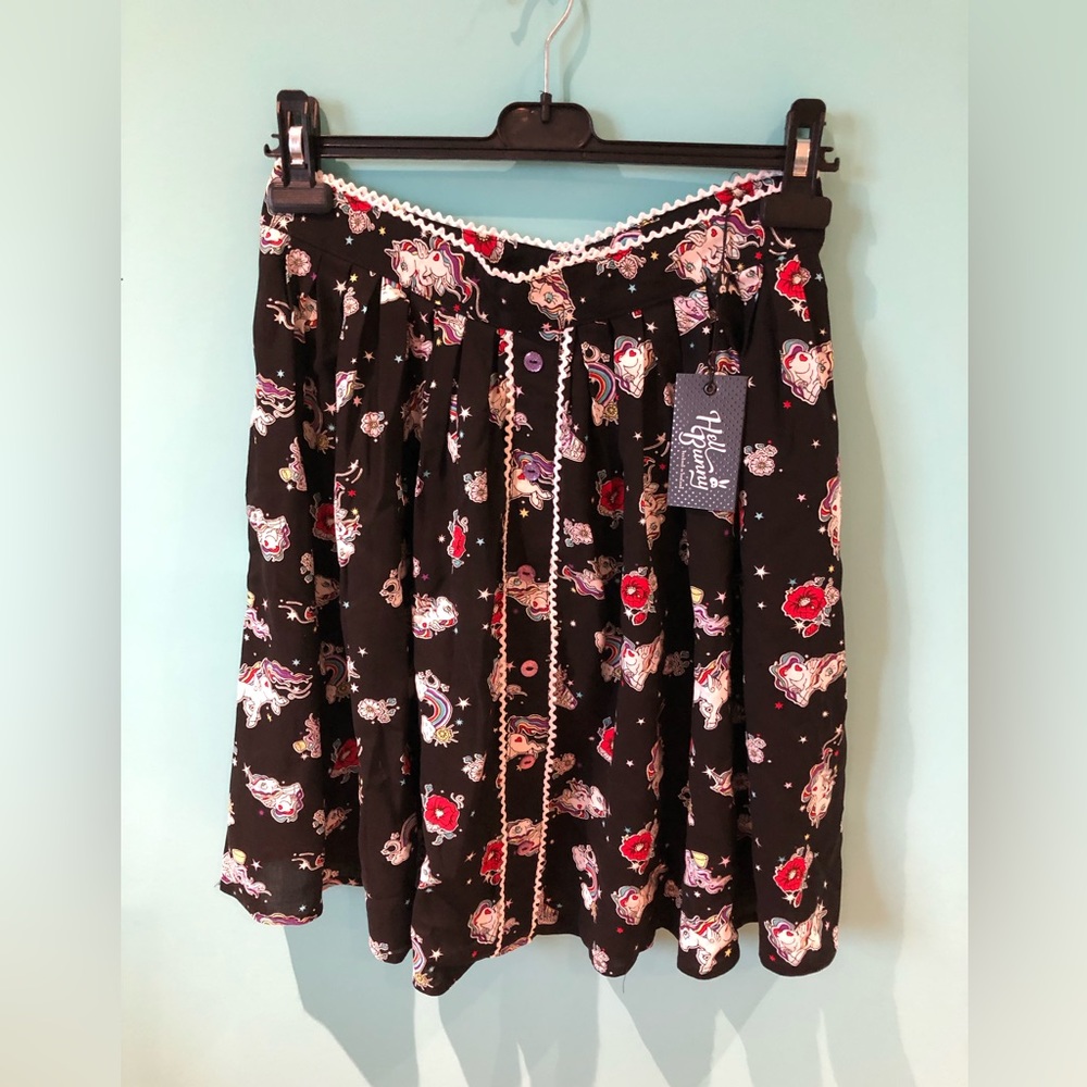 Black skirt with unicorns. From Modcloth “Hell Bunny” brand.